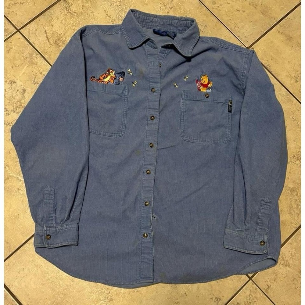 Vintage Winnie the Pooh blue corduroy button up size‎ large